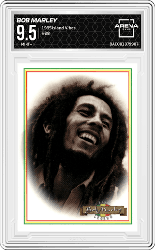 Bob Marley from the 1995 Island Vibes set graded by Arena Club and given an overall grade of 9.5.