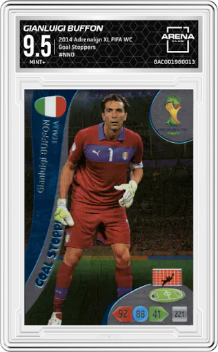Gianluigi Buffon  from the 2014 Panini Adrenalyn XL FIFA World Cup Brazil set graded by Arena Club and given an overall grade of 9.5.