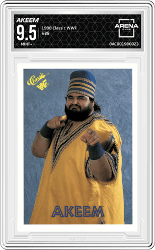 Akeem from the 1990 Classic WWF set graded by Arena Club and given an overall grade of 9.5.