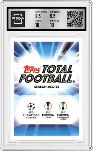 Mohammed Kudus from the 2022-23 Topps Total Football 1st Edition set graded by Arena Club and given an overall grade of 10.