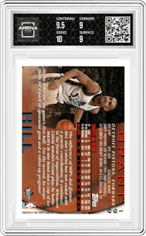 Grant Hill from the 1996-97 Topps set graded by Arena Club and given an overall grade of 9.5.