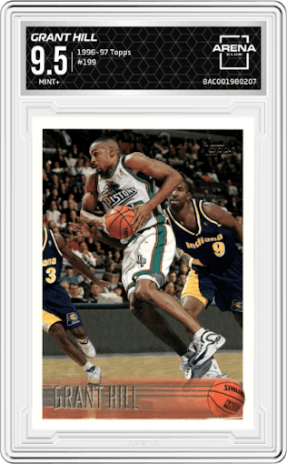 Grant Hill from the 1996-97 Topps set graded by Arena Club and given an overall grade of 9.5.