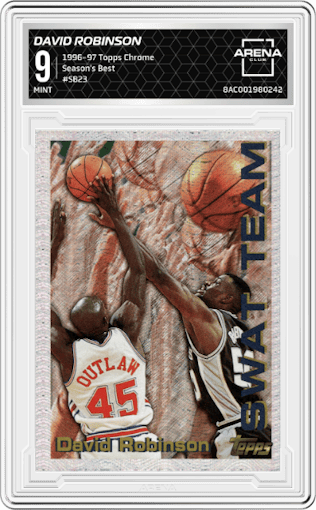 David Robinson from the 1996-97 Topps Chrome set graded by Arena Club and given an overall grade of 9.