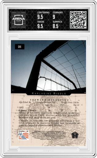 Karlheinz Riedle from the 1994 Upper Deck World Cup Contenders English/Spanish set graded by Arena Club and given an overall grade of 9.