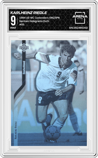 Karlheinz Riedle from the 1994 Upper Deck World Cup Contenders English/Spanish set graded by Arena Club and given an overall grade of 9.