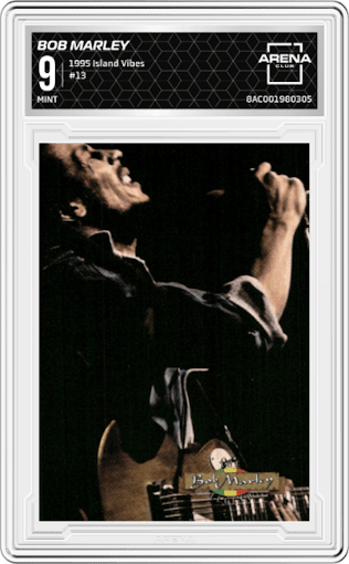 Bob Marley from the 1995 Island Vibes set graded by Arena Club and given an overall grade of 9.