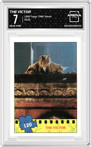 The Victor from the 1990 Topps Teenage Mutant Ninja Turtles: The Movie set graded by Arena Club and given an overall grade of 7.