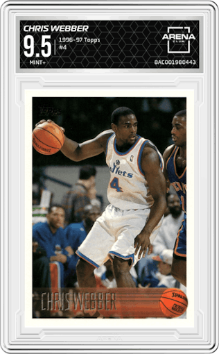 Chris Webber from the 1996-97 Topps set graded by Arena Club and given an overall grade of 9.5.