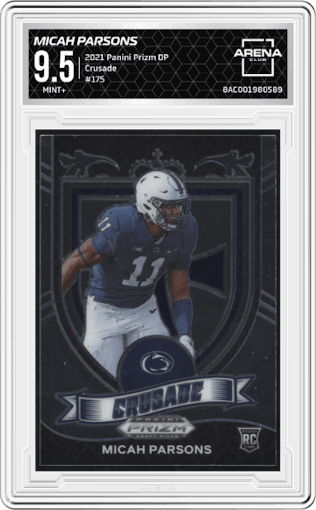 Micah Parsons from the 2021 Panini Prizm Draft Picks set graded by Arena Club and given an overall grade of 9.5.
