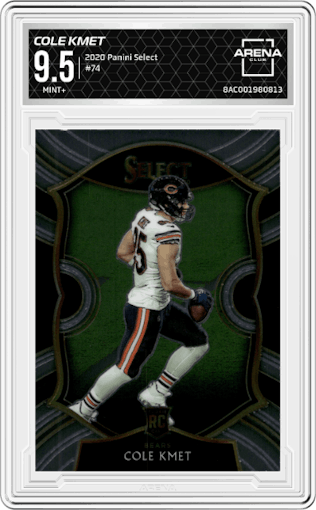 Cole Kmet from the 2020 Panini Select set graded by Arena Club and given an overall grade of 9.5.