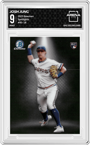Josh Jung from the 2023 Bowman  set graded by Arena Club and given an overall grade of 9.
