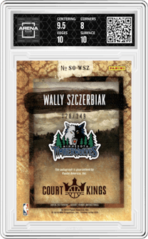 Wally Szczerbiak from the 2018-19 Panini Court Kings  set graded by Arena Club and given an overall grade of 8.5.