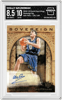 Wally Szczerbiak from the 2018-19 Panini Court Kings  set graded by Arena Club and given an overall grade of 8.5.