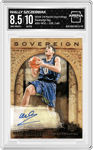 Wally Szczerbiak from the 2018-19 Panini Court Kings  set graded by Arena Club and given an overall grade of 8.5.