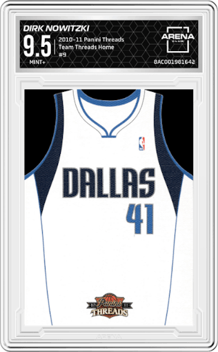 Dirk Nowitzki from the 2010-11 Panini Threads set graded by Arena Club and given an overall grade of 9.5.