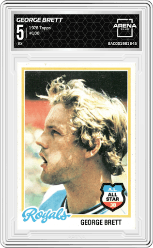 George Brett from the 1978 Topps set graded by Arena Club and given an overall grade of 5.