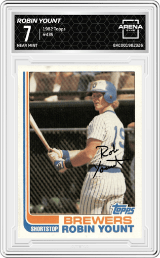 Robin Yount from the 1982 Topps set graded by Arena Club and given an overall grade of 7.