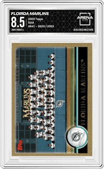 Florida Marlins from the 2003 Topps set featuring a Gold parallel graded by Arena Club and given an overall grade of 8.5.