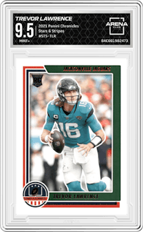 Trevor Lawrence from the 2021 Panini Chronicles set graded by Arena Club and given an overall grade of 9.5.