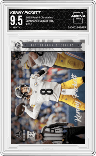 Kenny Pickett from the 2022 Panini Chronicles set graded by Arena Club and given an overall grade of 9.5.