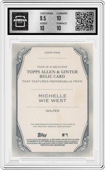 Michelle Wie West from the 2022 Topps Allen & Ginter set graded by Arena Club and given an overall grade of 10.