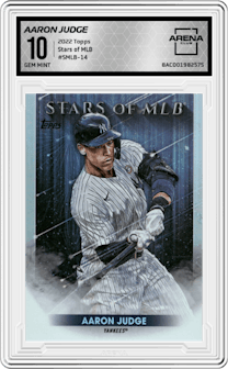 Aaron Judge from the 2022 Topps  Series 1 set graded by Arena Club and given an overall grade of 10.