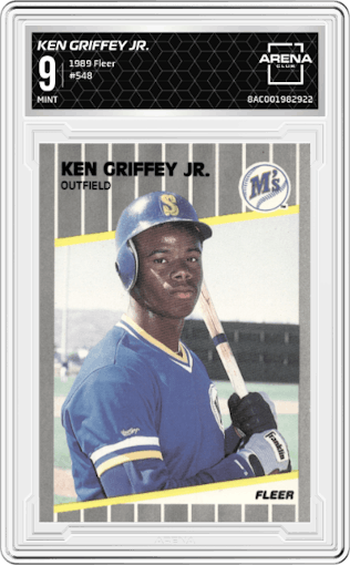 Ken Griffey Jr. from the 1989 Fleer set graded by Arena Club and given an overall grade of 9.