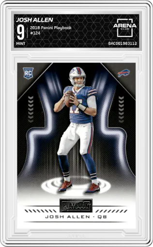 Josh Allen from the 2018 Panini Playbook set graded by Arena Club and given an overall grade of 9.