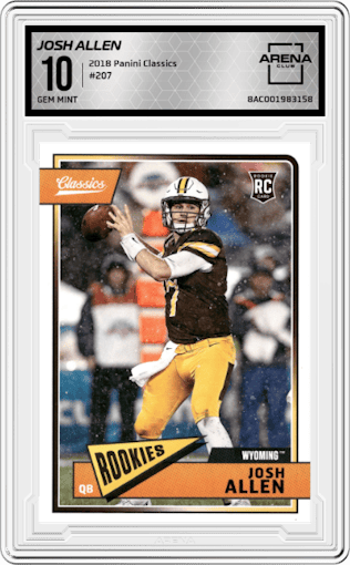 Josh Allen from the 2018 Panini Classics set graded by Arena Club and given an overall grade of 10.