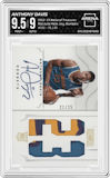 Anthony Davis from the 2012-13 Panini National Treasures set featuring a Jersey Numbers parallel graded by Arena Club and given an overall grade of 9.5.