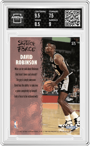 David Robinson from the 1994-95 SkyBox Premium set graded by Arena Club and given an overall grade of 8.