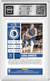 Luka Doncic from the 2019-20 Panini Contenders set featuring a Game Ticket Red parallel graded by Arena Club and given an overall grade of 10.