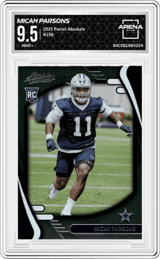 Micah Parsons from the 2021 Panini Absolute set graded by Arena Club and given an overall grade of 9.5.