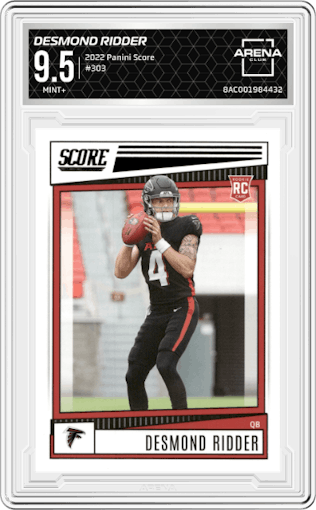 Desmond Ridder from the 2022 Panini Score set graded by Arena Club and given an overall grade of 9.5.