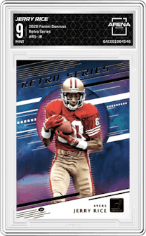 Jerry Rice from the 2020 Panini Donruss set graded by Arena Club and given an overall grade of 9.