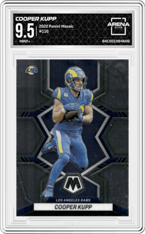 Cooper Kupp from the 2022 Panini Mosaic set graded by Arena Club and given an overall grade of 9.5.