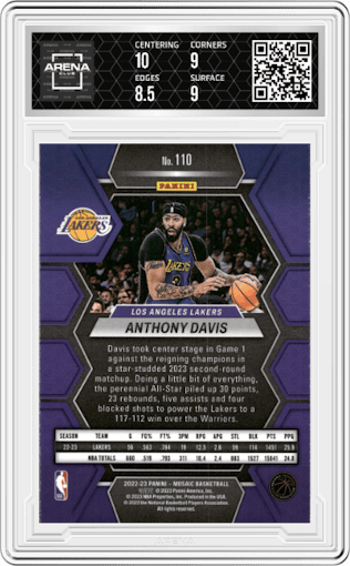 Anthony Davis from the 2022-23 Panini Mosaic set graded by Arena Club and given an overall grade of 9.