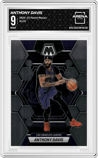 Anthony Davis from the 2022-23 Panini Mosaic set graded by Arena Club and given an overall grade of 9.