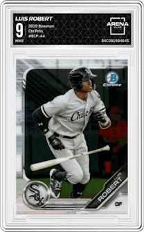 Luis Robert from the 2019 Bowman  set graded by Arena Club and given an overall grade of 9.