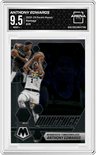 Anthony Edwards from the 2022-23 Panini Mosaic set graded by Arena Club and given an overall grade of 9.5.