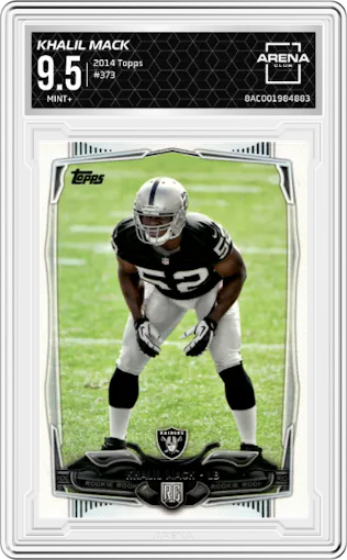 Khalil Mack from the 2014 Topps set graded by Arena Club and given an overall grade of 9.5.