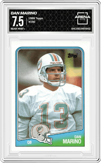 Dan Marino from the 1988 Topps set graded by Arena Club and given an overall grade of 7.5.