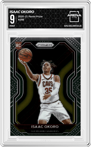 Isaac Okoro from the 2020-21 Panini Prizm set graded by Arena Club and given an overall grade of 9.