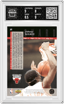 Johnny Kilroy from the 1993-94 Upper Deck Special Edition set graded by Arena Club and given an overall grade of 8.5.