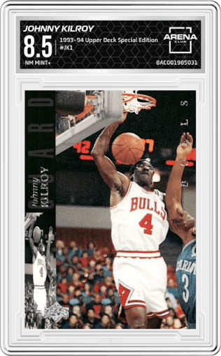 Johnny Kilroy from the 1993-94 Upper Deck Special Edition set graded by Arena Club and given an overall grade of 8.5.