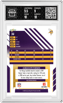 Adrian Peterson from the 2007 Score set graded by Arena Club and given an overall grade of 9.5.