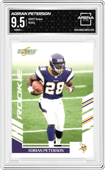 Adrian Peterson from the 2007 Score set graded by Arena Club and given an overall grade of 9.5.
