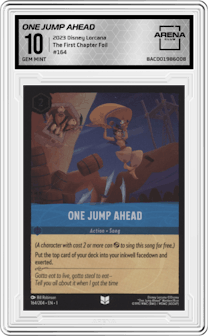 One Jump Ahead from the 2023 Disney Lorcana set featuring a Foil parallel graded by Arena Club and given an overall grade of 10.
