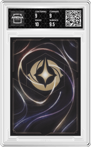 Vicious Betrayal from the 2023 Disney Lorcana set featuring a Foil parallel graded by Arena Club and given an overall grade of 9.5.