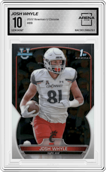 Josh Whyle from the 2022 Bowman University Chrome set graded by Arena Club and given an overall grade of 10.